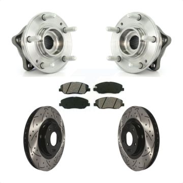 Front Hub Bearing Assembly Drilled Slot Brake Rotor Pads Kit For Hyundai Santa Fe XL 3.3L KBB-103094