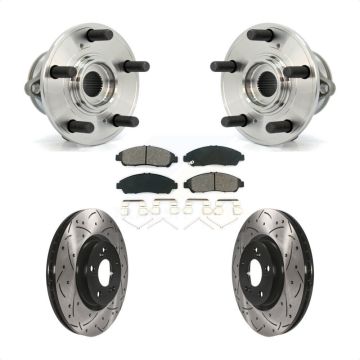 Front Hub Bearing Assembly Drilled Slot Brake Rotor Pad Kit For Honda Pilot Acura MDX ZDX KBB-103097
