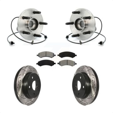 Front Hub Bearing Coated Drill Slot Brake Rotor Pads Kit For Chrysler Aspen Dodge Durango KBB-103099
