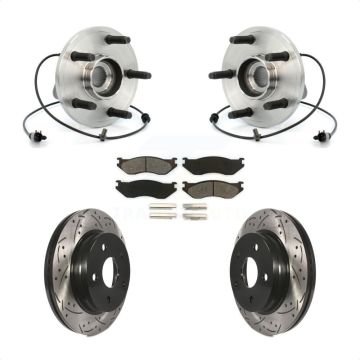 Front Hub Bearing Assembly Coated Drilled Slot Brake Rotor Pad Kit For 2006 Dodge Durango KBB-103100