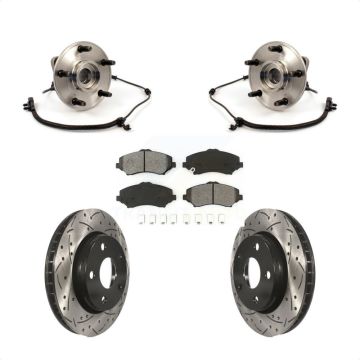 Front Hub Bearing Assembly Drilled Slot Brake Rotor & Pad Kit For 2007-2010 Jeep Wrangler KBB-103101