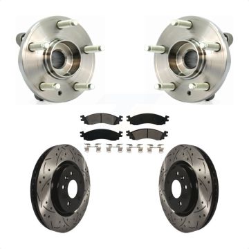 Front Hub Bearing Assembly Drilled Slot Brake Rotor Pad Kit For 2010-2012 Ford Taurus SHO KBB-103104