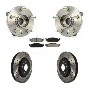 Front Hub Bearing Assembly Coat Drill Slot Brake Rotor Pads Kit For 2009-2010 Lincoln MKS KBB-103105