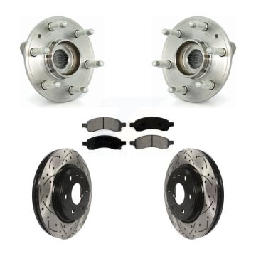 Front Hub Bearing Drilled Slot Brake Rotor Pad Kit For GMC Acadia Buick Enclave Chevrolet KBB-103108