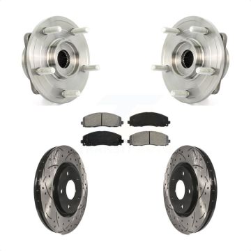 Front Hub Bearing Assembly Coated Drilled Slotted Brake Rotor & Pad Kit For Dodge Journey KBB-103112