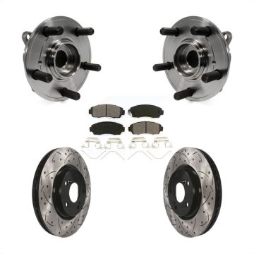 Front Hub Bearing Assembly Drilled Slot Brake Rotor & Pad Kit For 2011-2014 Honda Odyssey KBB-103116