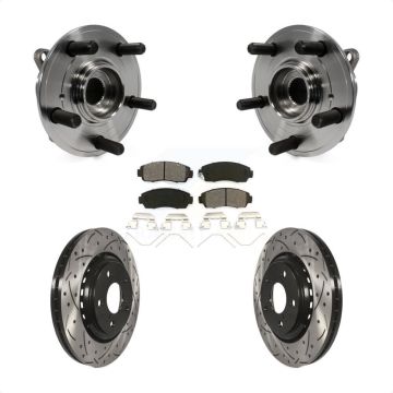 Front Hub Bearing Assembly Drilled Slot Brake Rotor & Pad Kit For 2015-2017 Honda Odyssey KBB-103117