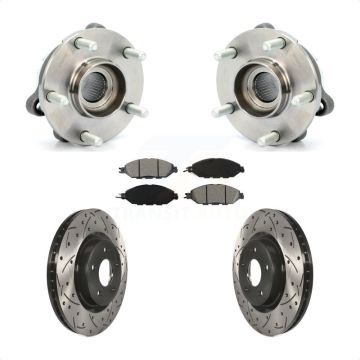 Front Hub Bearing Drilled Slot Brake Rotor Pads Kit For Nissan Pathfinder Murano INFINITI KBB-103120