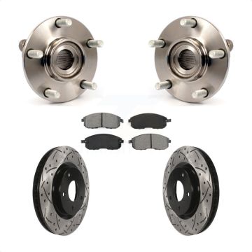 Front Hub Bearing Drilled Slot Brake Rotor Pad Kit For 07-12 Nissan Sentra SE-R with 2.5L KBB-103123