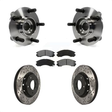 Front Hub Bearing Assembly Coated Drilled Slot Brake Rotor Pads Kit For Mitsubishi Lancer KBB-103126