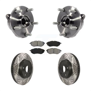 Front Hub Bearing Assembly Drilled Slot Brake Rotor & Pad Kit For 2015 Subaru Legacy 2.5L KBB-103129