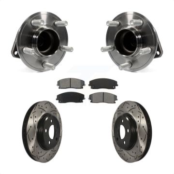 Front Hub Bearing Assembly Drill Slot Brake Rotor Pads Kit For Dodge Charger Chrysler 300 KBB-103142