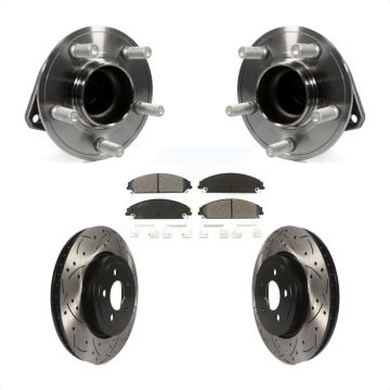 Front Hub Bearing Assembly Drill Slot Brake Rotor Pads Kit For Dodge Charger Chrysler 300 KBB-103143
