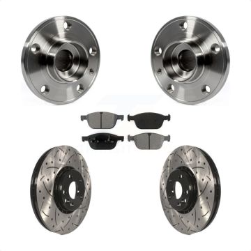 Front Hub Bearing Assembly Coated Drill Slot Brake Rotor Pad Kit For 2010-2015 Volvo XC60 KBB-103145