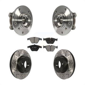 Front Hub Bearing Drill Slot Brake Rotor Pads Kit For 2013-2015 BMW X1 xDrive28i with AWD KBB-103146