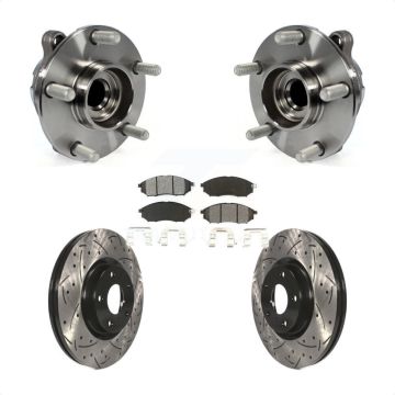 Front Hub Bearing Drilled Slot Brake Rotor Pad Kit For INFINITI EX35 Nissan 370Z G35 QX50 KBB-103148