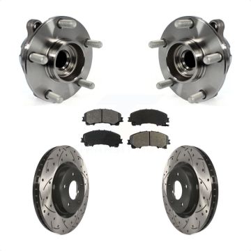 Front Hub Bearing Assembly Drilled Slot Brake Rotor Pad Kit For INFINITI Q50 QX50 Q60 RWD KBB-103151
