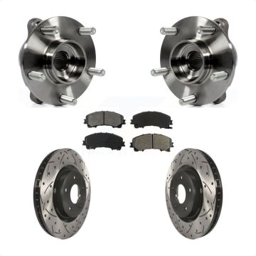 Front Hub Bearing Assembly Drilled Slot Brake Rotor Pad Kit For INFINITI Q50 QX50 Q60 AWD KBB-103154