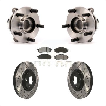 Front Hub Bearing Assembly Coated Drilled Slotted Brake Rotor & Pad Kit For Nissan Murano KBB-103157