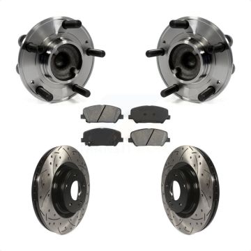 Front Hub Bearing Assembly Coat Drill Slot Brake Rotor Pads Kit For Hyundai Genesis Coupe KBB-103159