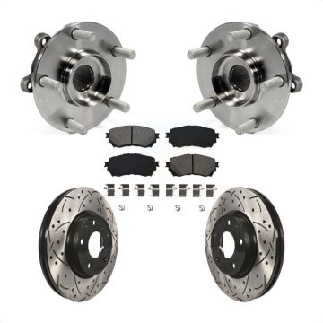 Front Hub Bearing Assembly Coated Drilled Slotted Disc Brake Rotor & Pads Kit For Mazda 6 KBB-103161