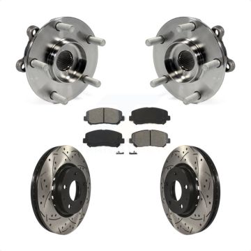 Front Hub Bearing Assembly Coated Drilled Slotted Disc Brake Rotor Pad Kit For Mazda CX-5 KBB-103162
