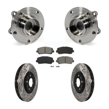 Front Hub Bearing Assembly Drilled Slot Brake Rotor & Pad Kit For Chrysler 200 Dodge Dart KBB-103163