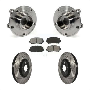 Front Hub Bearing Assembly Coated Drilled Slotted Brake Rotor & Pads Kit For Chrysler 200 KBB-103164