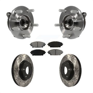 Front Hub Bearing Assembly Coated Drilled Slot Brake Rotor Pad Kit For Mazda 3 CX-3 Sport KBB-103168