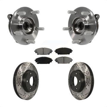 Front Hub Bearing Assembly Coated Drilled Slot Brake Rotor Pad Kit For Mazda 3 CX-3 Sport KBB-103170