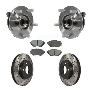 Front Hub Bearing Assembly Coated Drilled Slotted Brake Rotor & Pad Kit For Mazda 3 Sport KBB-103171