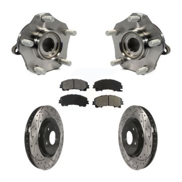 Front Hub Bearing Assembly Coated Drilled Slotted Brake Rotor & Pads Kit For Nissan Rogue KBB-103173