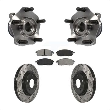 Front Hub Bearing Drill Slot Brake Rotor Pad Kit For 2017-2019 Nissan Sentra Turbocharged KBB-103174