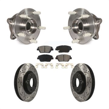 Front Hub Bearing Assembly Coated Drilled Slotted Brake Rotor Pads Kit For Hyundai Sonata KBB-103178
