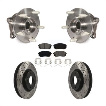 Front Hub Bearing Assembly Coated Drilled Slotted Brake Rotor Pads Kit For Hyundai Sonata KBB-103179