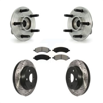 Front Hub Bearing Drilled Slot Brake Rotor & Pad Kit For Dodge Ram 1500 With 5 Lug Wheels KBB-103186