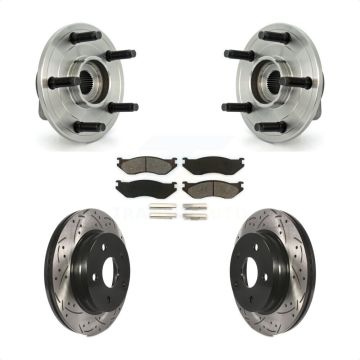 Front Hub Bearing Drilled Slot Brake Rotor & Pad Kit For Dodge Ram 1500 With 5 Lug Wheels KBB-103187