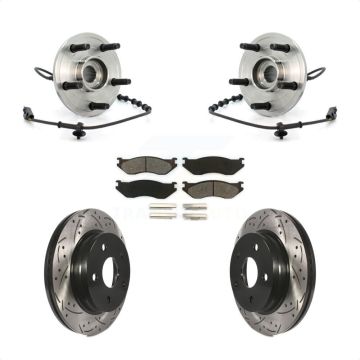 Front Hub Bearing Assembly Coated Drilled Slotted Brake Rotor Pads Kit For Dodge Ram 1500 KBB-103188