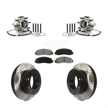 Front Hub Bearing Assembly Drill Slot Brake Rotor Pad Kit For Ford F-250 Super Duty F-350 KBB-103189