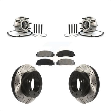 Front Hub Bearing Drill Slot Brake Rotor Pads Kit For 2008-2010 Ford F-350 Super Duty 4WD KBB-103190
