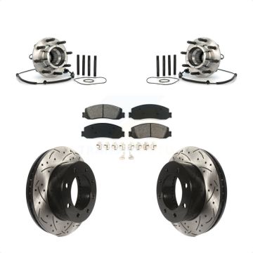 Front Hub Bearing Coat Drill Slot Brake Rotor Pads Kit For 2010 Ford F-250 Super Duty 4WD KBB-103191
