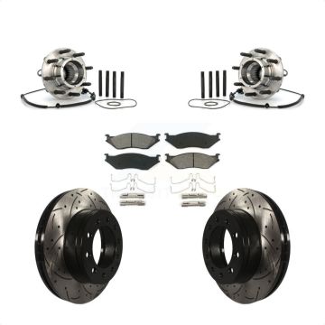 Front Hub Bearing Drilled Slot Brake Rotor & Pad Kit For 2010 Ford F-550 Super Duty 4 X KBB-103192
