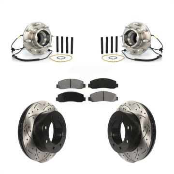 Front Hub Bearing Assembly Coat Drill Slot Brake Rotor Pads Kit For Ford F-250 Super Duty KBB-103193