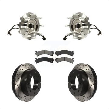 Front Hub Bearing Drill Slot Brake Rotor Pad Kit For GMC Chevrolet Sierra 2500 HD Classic KBB-103195