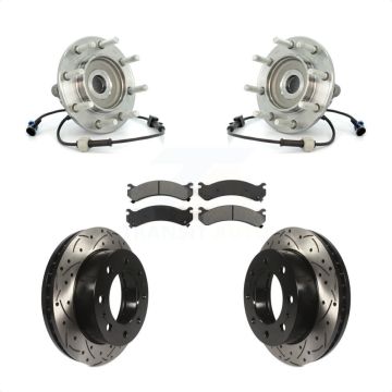 Front Hub Bearing Drill Slot Brake Rotor Pads Kit For Chevrolet GMC Sierra 3500 Silverado KBB-103196