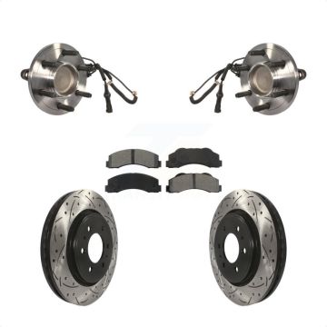 Front Hub Bearing Drilled Slot Brake Rotor Pads Kit For Ford Expedition Lincoln Navigator KBB-103198