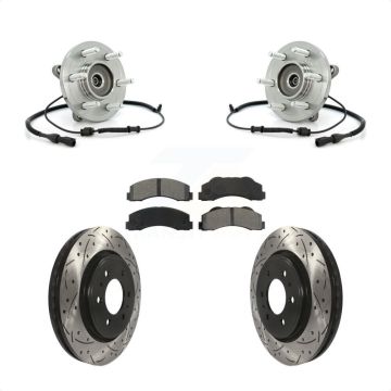 Front Hub Bearing Drilled Slot Brake Rotor Pads Kit For Ford Expedition Lincoln Navigator KBB-103200