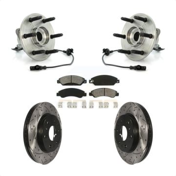 Front Hub Bearing Drill Slot Brake Rotor Pads Kit For Chevrolet Avalanche Cadillac GMC XL KBB-103201