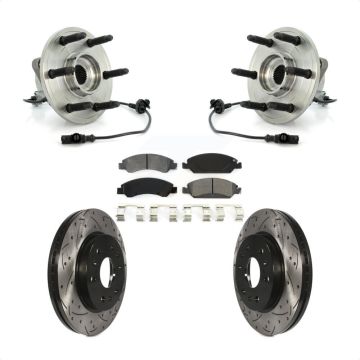 Front Hub Bearing Drill Slot Brake Rotor Pads Kit For Chevrolet GMC Sierra 1500 Silverado KBB-103202
