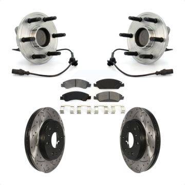 Front Hub Bearing Drill Slot Brake Rotor Pads Kit For Chevrolet GMC Sierra 1500 Silverado KBB-103205